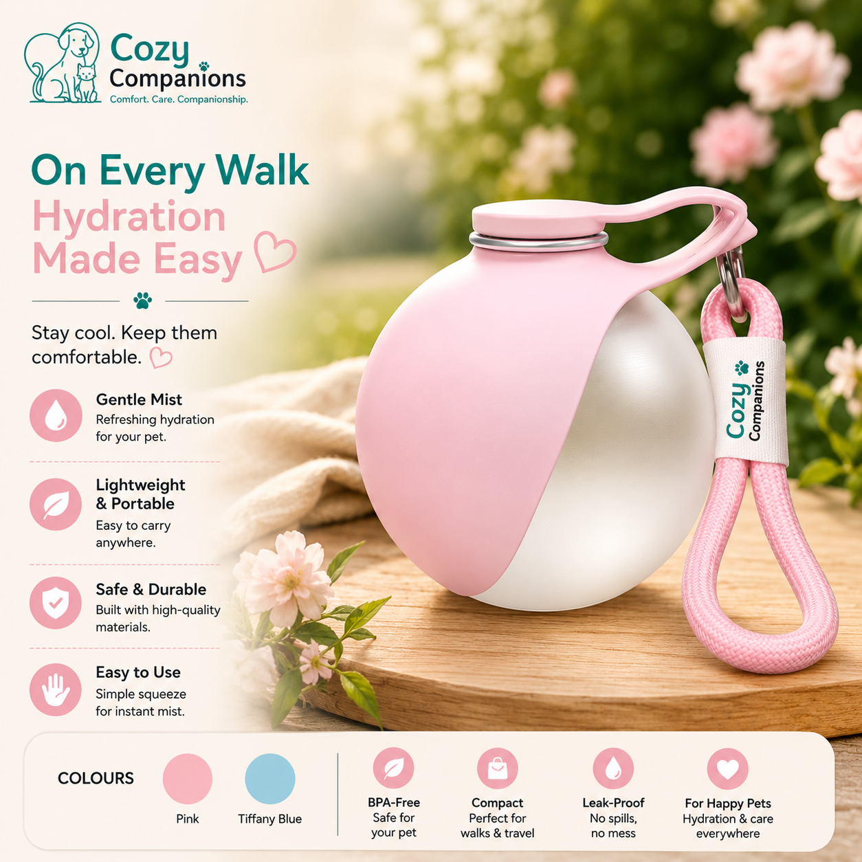 Cozy Companions PawSip Travel Bottle
