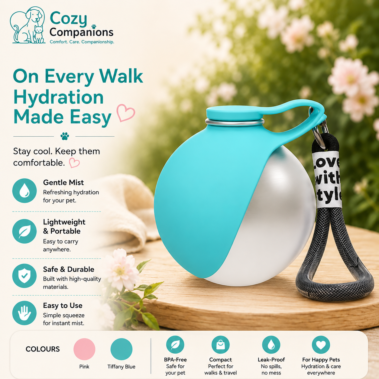 Cozy Companions PawSip Travel Bottle