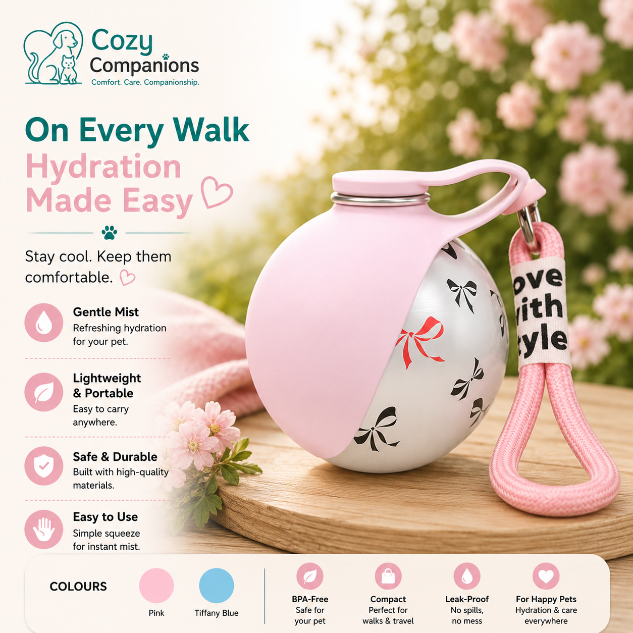Cozy Companions PawSip Travel Bottle
