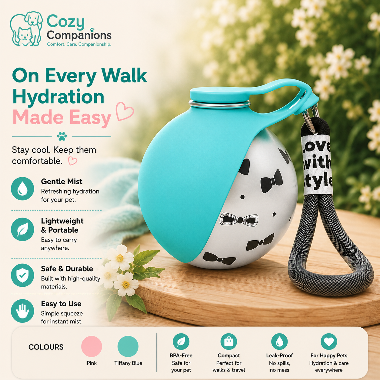 Cozy Companions PawSip Travel Bottle